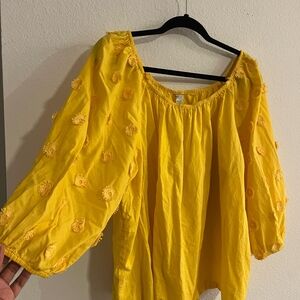 Cato Yellow Floral Embroidered Blouse